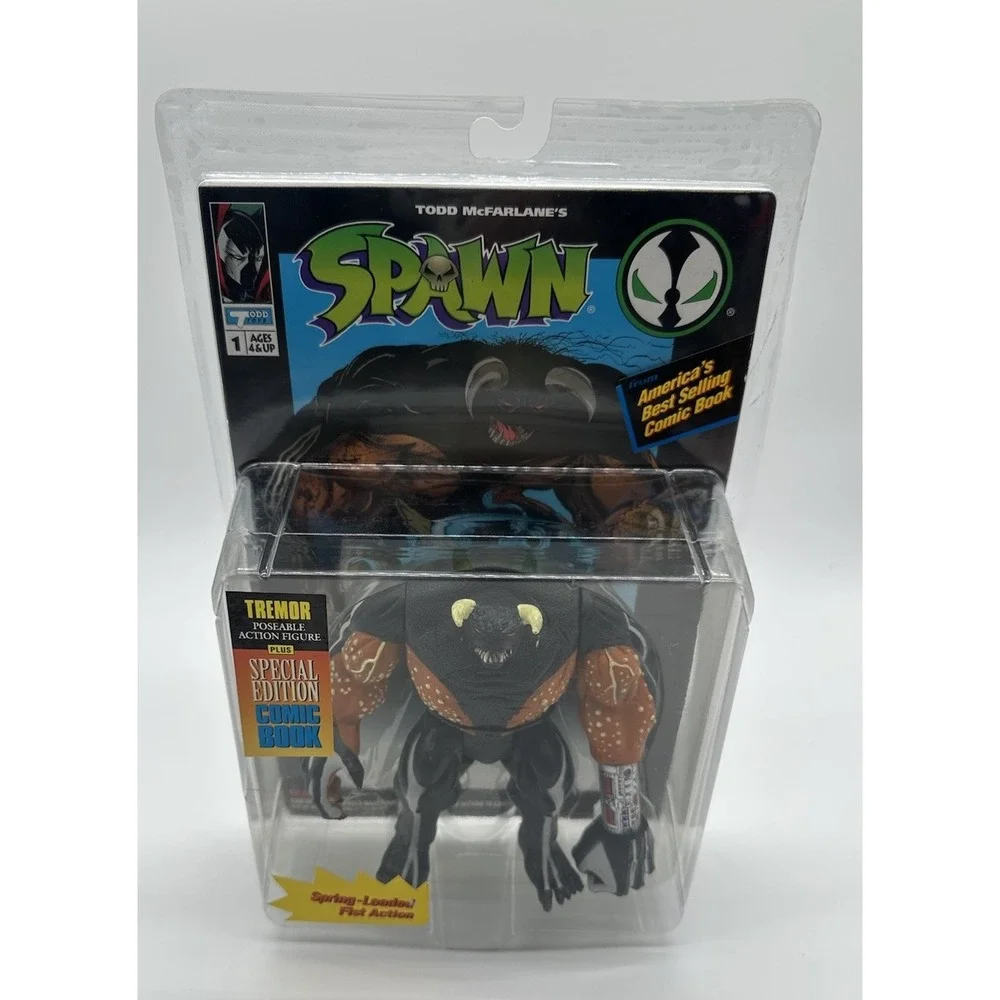 MCFARLANE TOYS SPAWN SERIES 1 TREMOR ACTION FIGURE W/ COMIC BOOK 1994